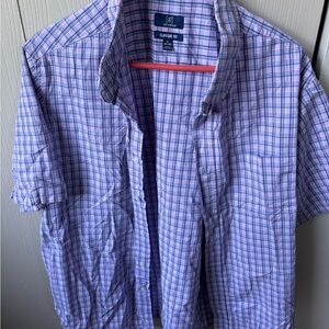 George Men's Casual Plaid Shirt - Purple and Blue